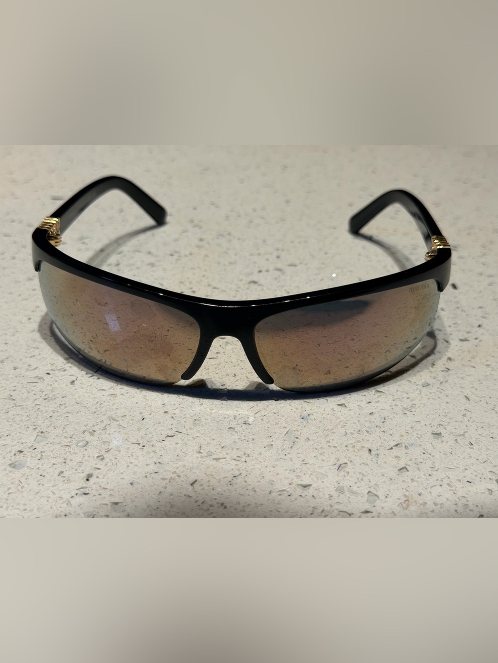 Miu Miu Black Sport Sunglasses with mirror Lenses